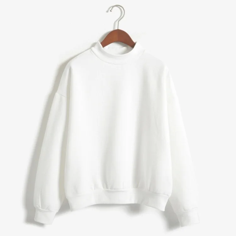 Blanco - Sudadera básica con cuello redondo