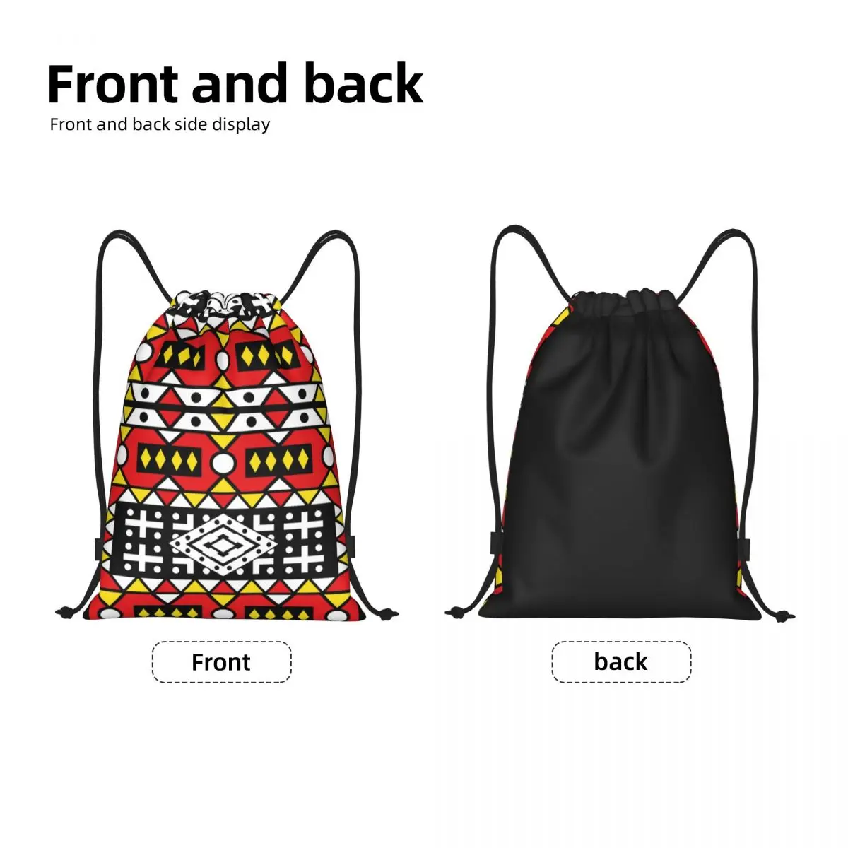 Custom Kizomba Samakaka Ankara Print Drawstring Bag Men Women Gym Sports Sackpack African Wax Design Shopping Storage Backpacks 2