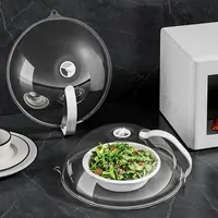 Couvercle anti-éclaboussures pour micro-ondes résistant aux hautes températures avec évent vapeur et poignée, couvercle transparent pour réchauffer les aliments, facile à nettoyer 2