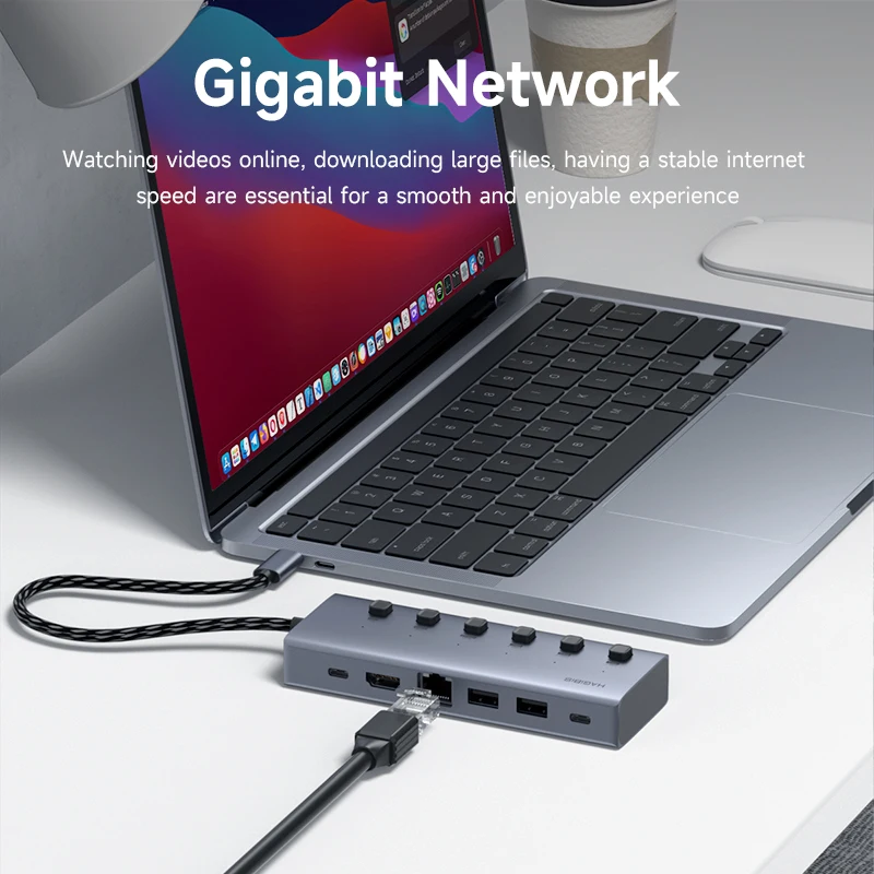 Hagibis-estação de Ancoragem Usb tipo c Interruptores Liga e Desliga Individuais 100w pd 4k Compatível com Hdmi Rj45 Portáteis Macbook Pro - Imagem 6
