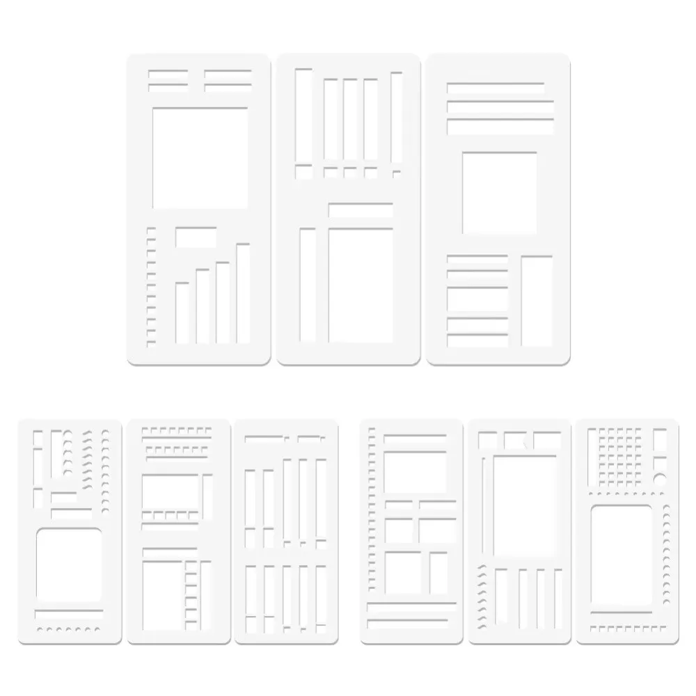 3pcs 도트 그리드 디자인 수제 유연한 기록 템플릿 DIY 스크랩북 저널 직사각형 스텐실 제도 도구 스텐실 자