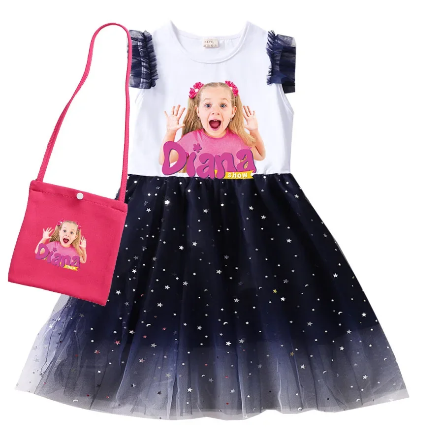 

Diana and Roma Clothing Kids Carnival Cosplay Dress&Bag Children Summer Clothes Girl Halloween Costume Baby Girls Party Dresses