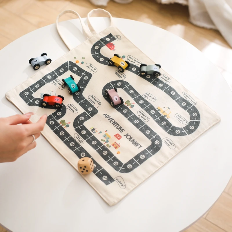 Children's Montessori Traffic Toy 35*31 CM Baby City Traffic Road Map Game Wooden Car Educational Toy Gift Cartoon City Kid Game