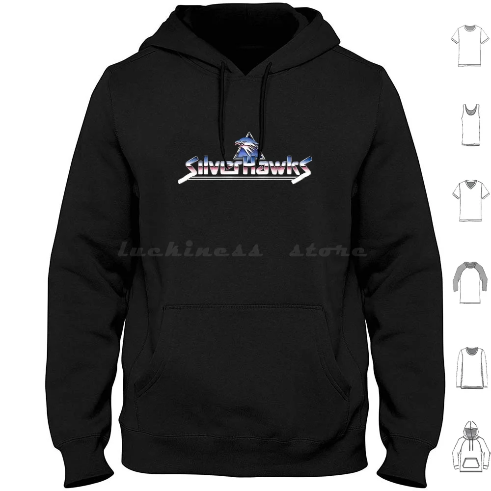 Silver Hawks Felpe Con Cappuccio Manica Lunga Silver Hawks 80S 80Scartoons 80S Tv Logo Retro Cartoons Silverhawks Thundercats