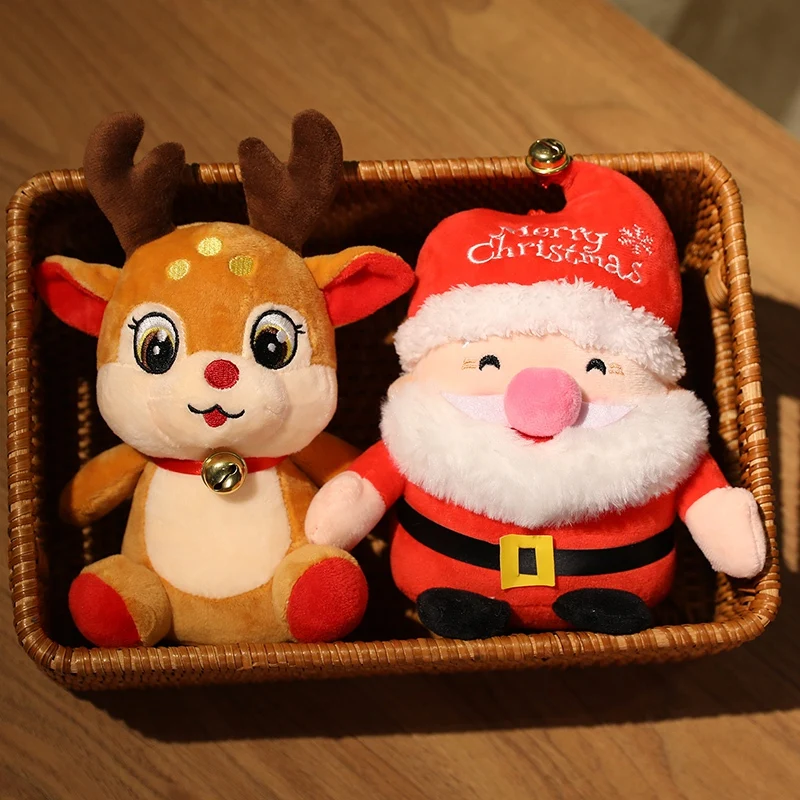 Nice About 20cm Cartoon Christmas Collection Plush Toy Cute Santa Claus Christmas Elk Snowman Pillow Xmas Decor Gifts