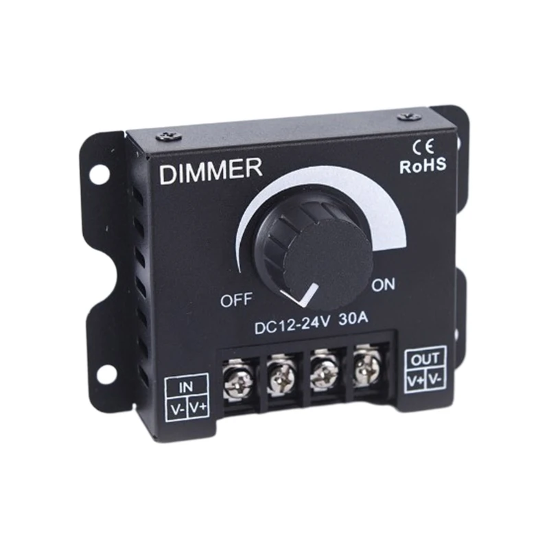 

U90C 12V 24V 30A LED Light Strip Dimmer PWM Dimming Controller for Dimmer Knob Adjust ON/Off Switch with Aluminum Housing