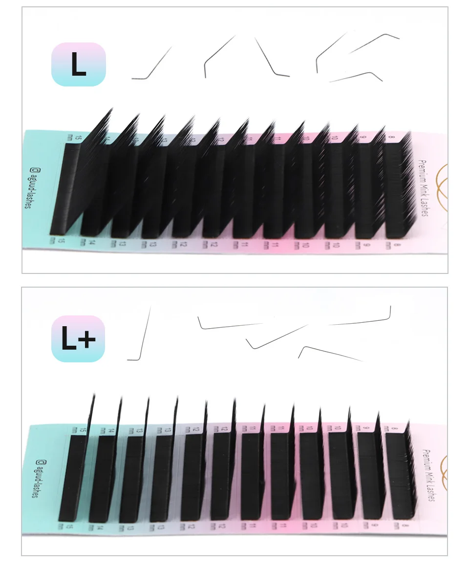 Schwarz L/L+/LC/LD/LU/M Curl Volume Lash Extensions 8–15 mm gemischte Länge, individuelle Wimpernverlängerung, Make-up-Faux-Nerz-Wimpern-Tablett – Detail 9