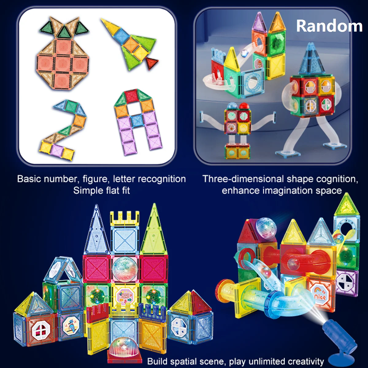 Magnetic Building Blocks Light Magnetic Tiles Building Blocks for Kids 3D Clear Educational STEM Toys