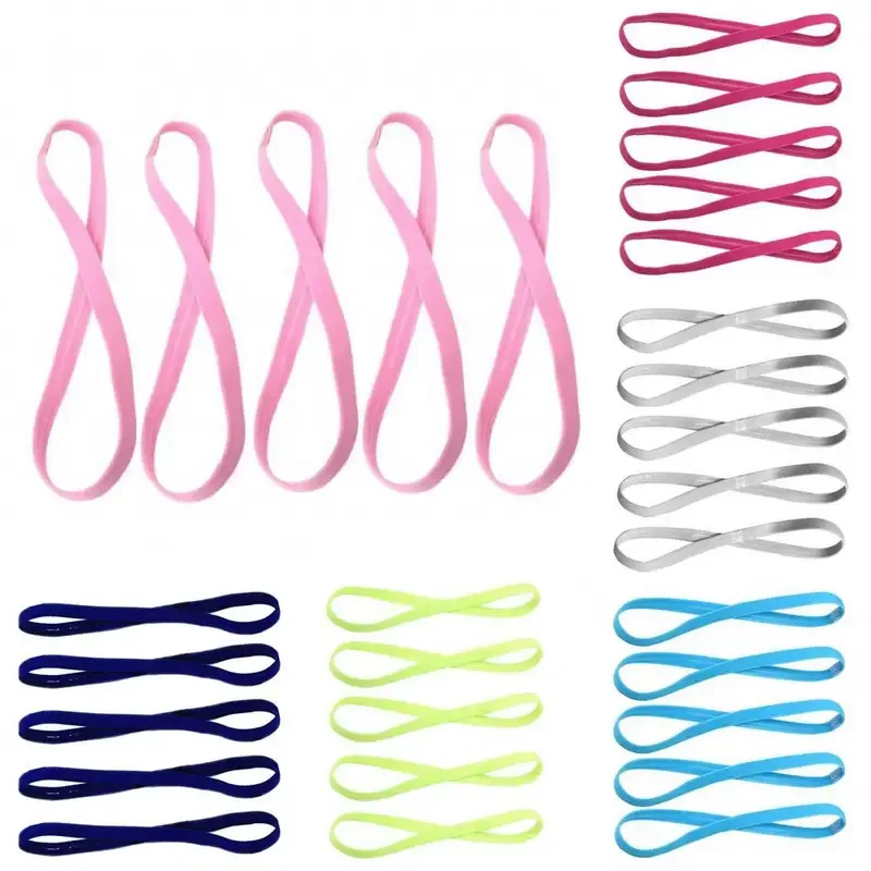 5/10Pcs Women Men Yoga Hair Bands Sports Fitness Headband Girls Sport Anti-slip Elastic Rubber Sweatband Football Running Hairba