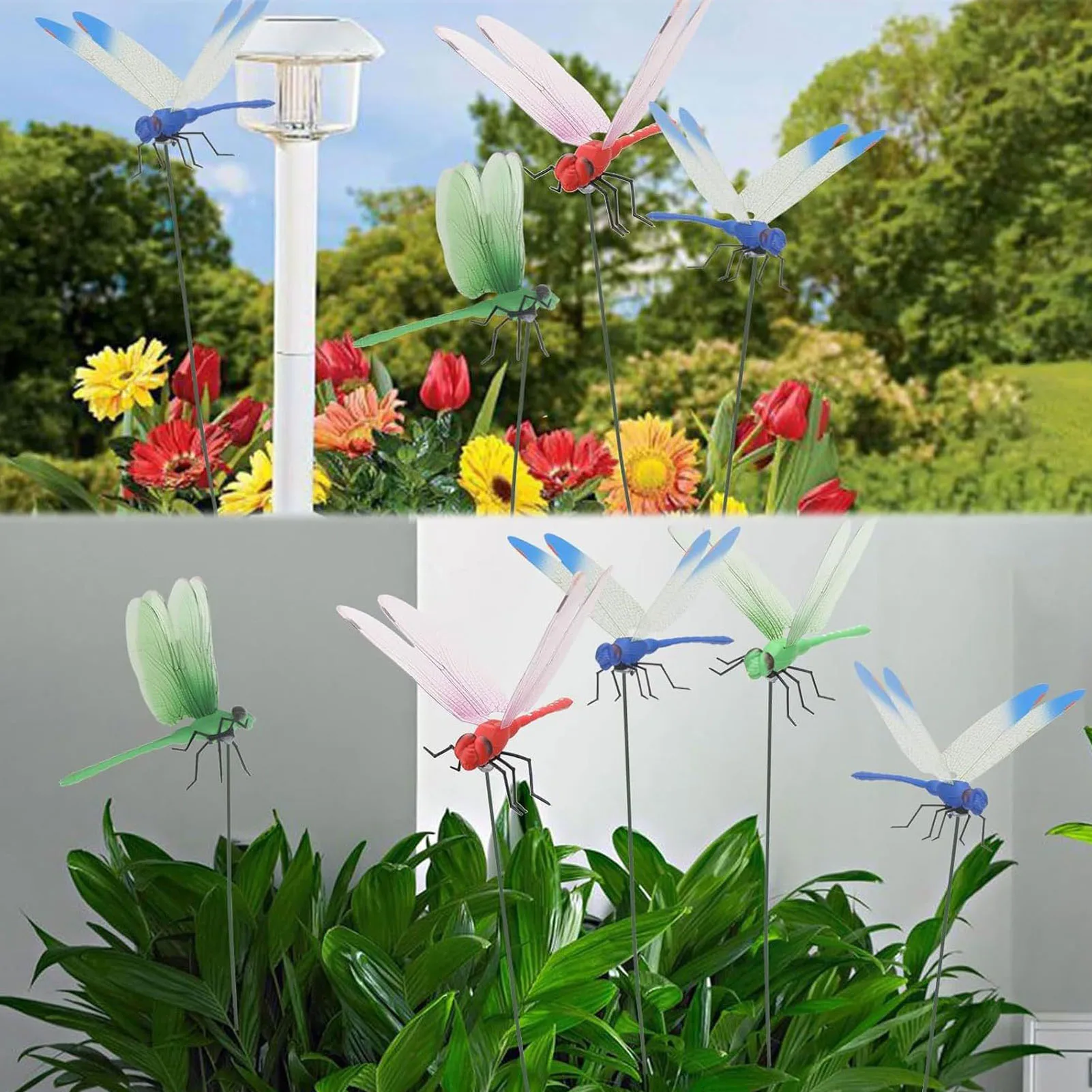 Fake Dragonfly Clip Waterproof Outdoor 3D Dragonfly Garden Decorative Clips Home Patio Ornaments Crafts Fake Clip