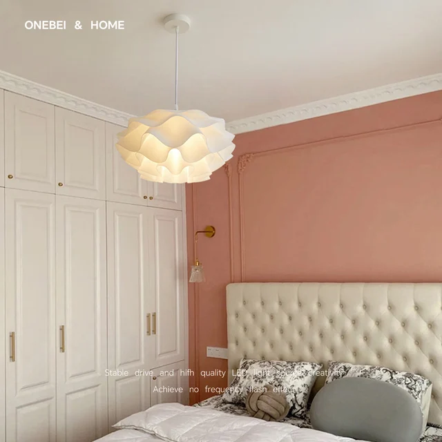 Lámpara LED nórdica moderna, luz de techo de flores acrílicas para sala de estar, dormitorio, comedor, iluminación interior de ahorro de energía blanca cálida 4