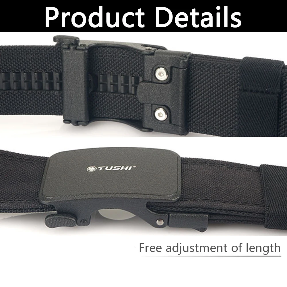 TUSHI Verstellbarer militärischer taktischer Gürtel für Herren, Metall-Automatikschnalle, EDC-Sport-Schießgürtel, echter Nylon-steifer Freizeitgürtel – Detail 15