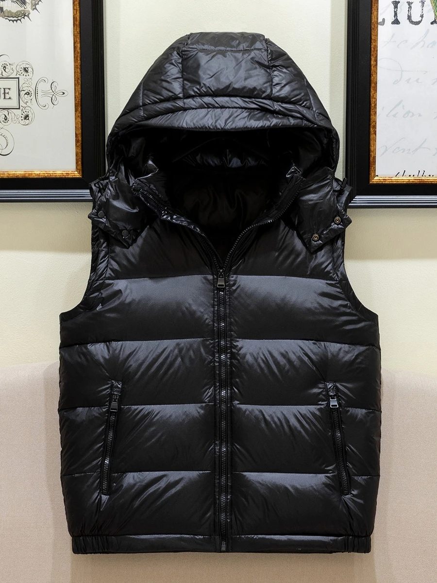

Men's White Duck Down Vest Jackets Sleeveless Vest 2022 Autumn Mens Warm Homme Winter Casual Padded Portable Waistcoat X33