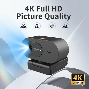 Webcam 4K con Connettore USB, Telecamera Rotante per PC, Mac, Laptop, Videoconferenze, Lavoro, Mini Webcam per Computer