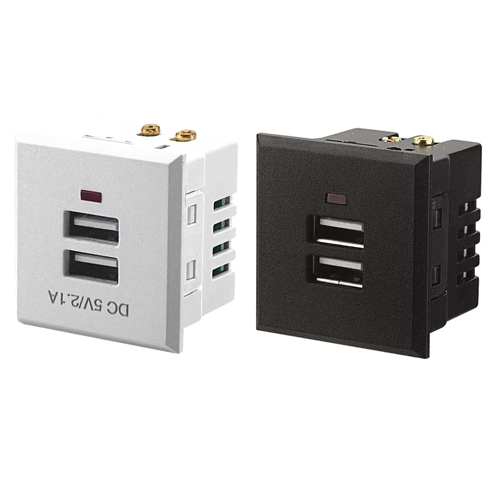 

Dual USB Socket 5V 2.1A Dual USB Power Socket Embedded Dual USB Desktop Receptacle DC Charging Power Panel Module Outlet