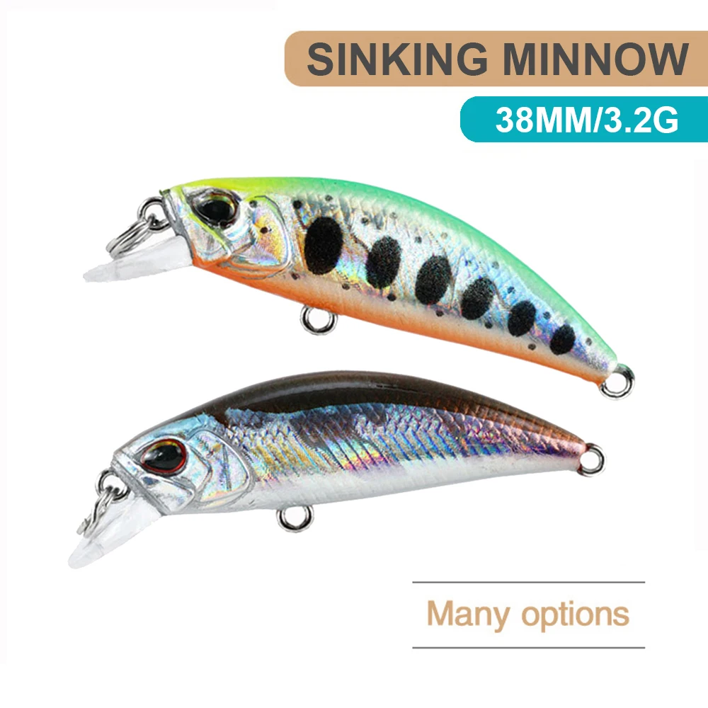 2023 New 38Mm 3.2G Mini Sinking Minnow Fishing Lures Jerkbaits Peche  Artificial Bait Wobbler Lure for Trout Bass Carp Fishing - AliExpress