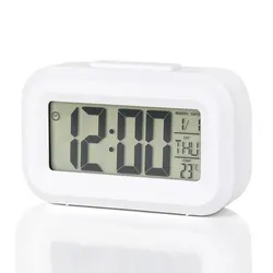 Multifunctional LED Digital Alarm Clock with Backlight and Snooze Feature (White)
