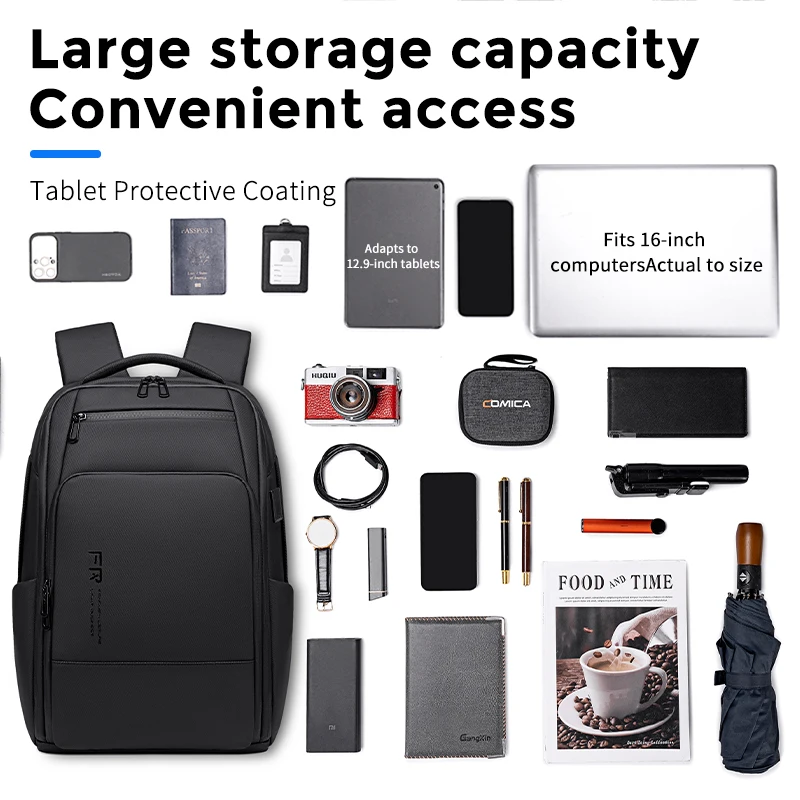 FENRUIEN Business USB Charge Laptop Men Backpack Waterproof 35L Multi-Pocket Trip Travel Backpacks 2
