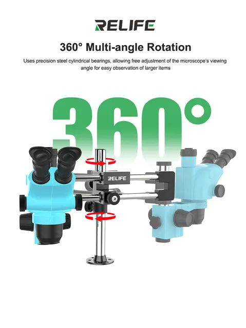 حامل ميكروسكوب متحرك RELIFE MS2 Pro – ذراع مزدوج (Dual Rod) وحركة 360 درجة لتوفير المساحة 3