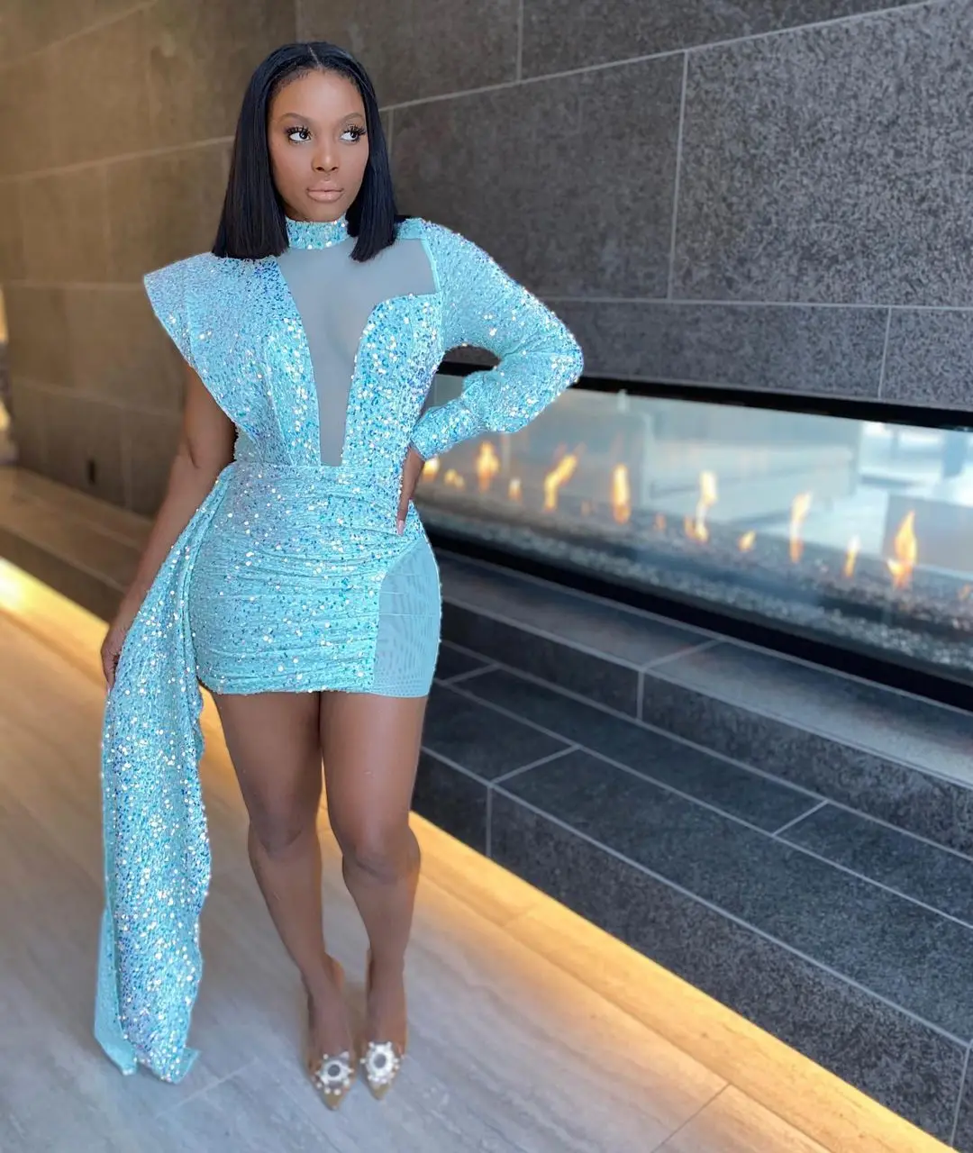 2022 Women Sequin Mini White Dress 