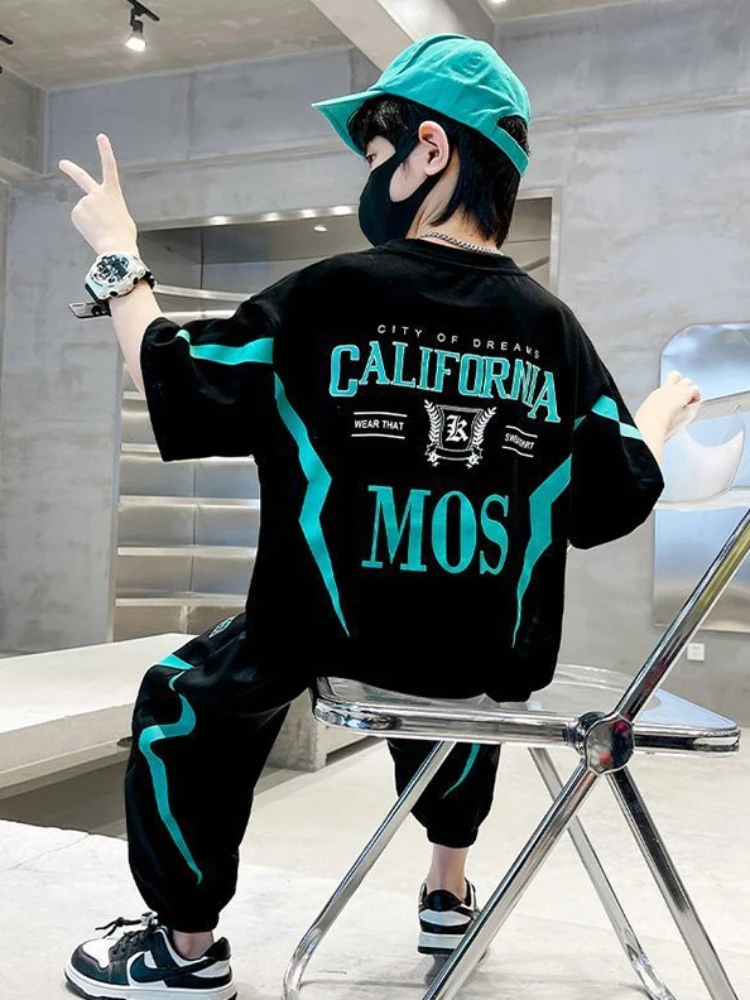 Summer Children Boy Clothes Set Letter Print Tshirts and Pants