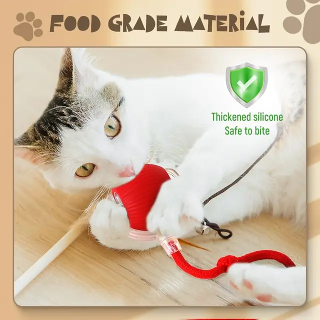 Interactive Ball Toy Cat Dog Automatic Rolling Ball Faux Tail Rechargeable Smart Pet Electric Toy Dog Cat 360° Indoor Ball Toy 4