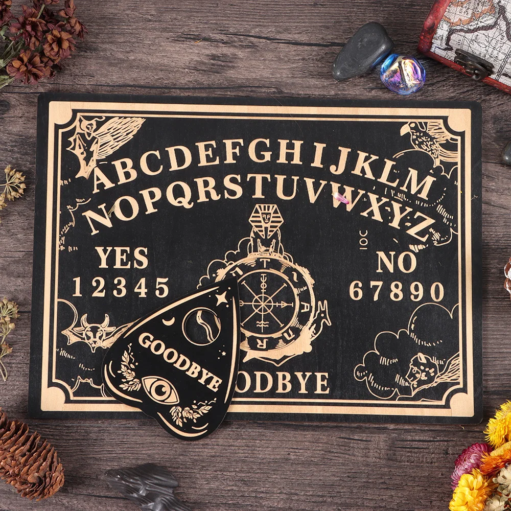 Wooden Divination Pendulum Board Engraved Magic Board Ouija Metaphysical Message Witch's Pendulum Kit,pendulum board