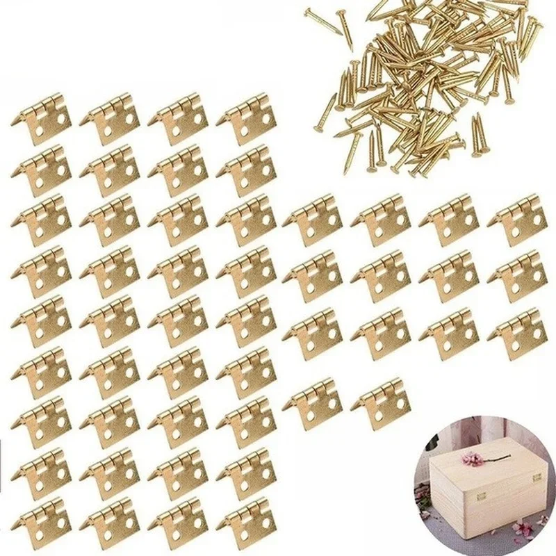 50Pcs Tiny Mini Small Metal Hinge for 1/12 House Miniature Cabinet Furniture Fittings for Cabinets 10 X 8mm Home Hardware