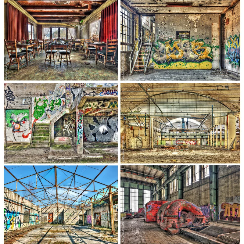 

Vintage Theme Photo Backdrops Retro Factory Interior Graffiti Old Brick Wall Photography Background Studio Props 211216 PJT-03