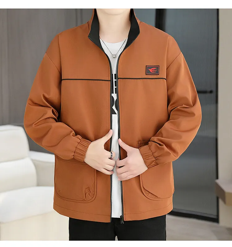 Hochwertige Herren-Freizeitjacken 2026 Frühling Herbst Einfarbige Lockere Mäntel Streetwear Winddichte Oberbekleidung Übergröße 4XL – Detail 12