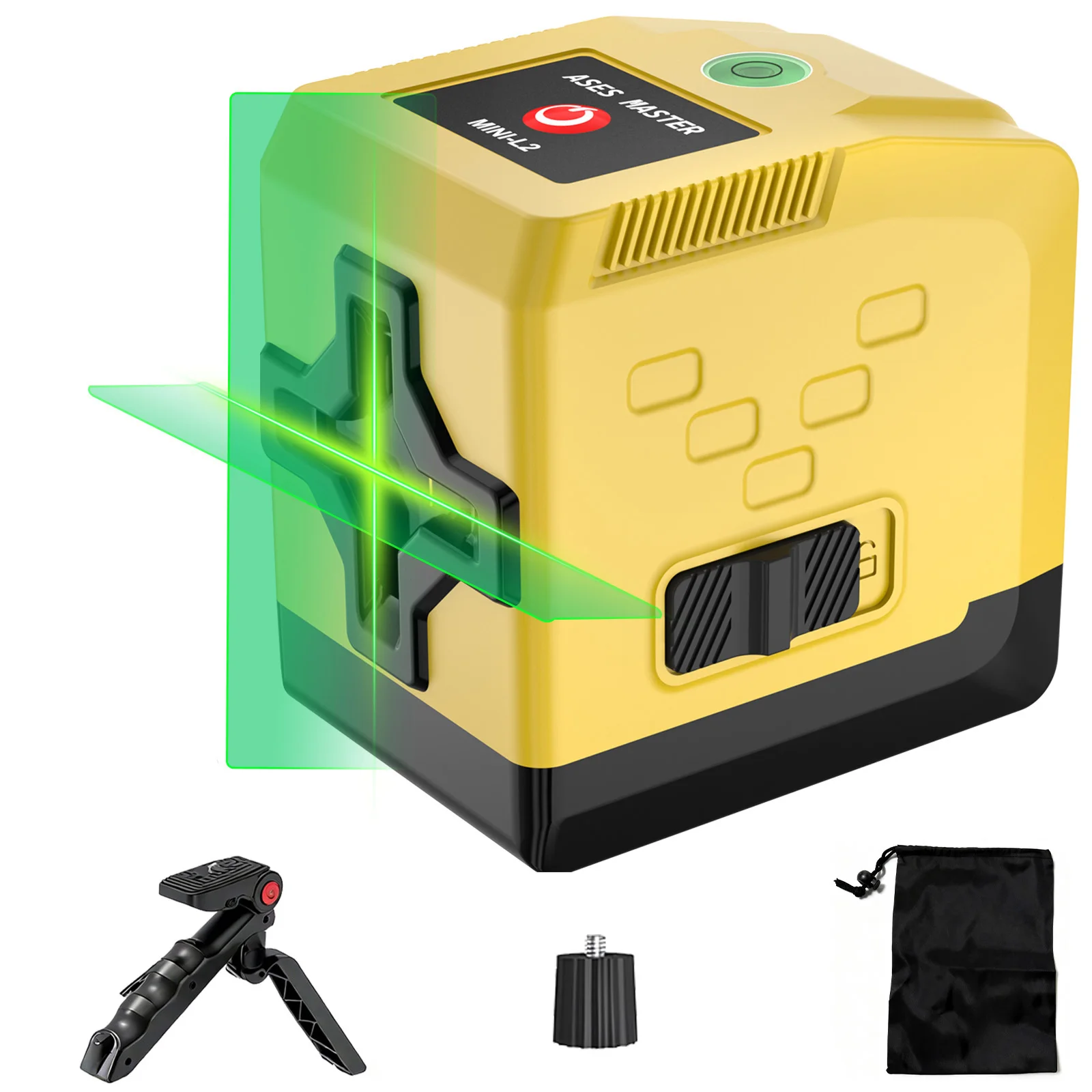 Mini Laser Level Portable 2-Line Cross And Horizontal Green Beam Line Generator High Precision Self-Leveling Tool With Thread