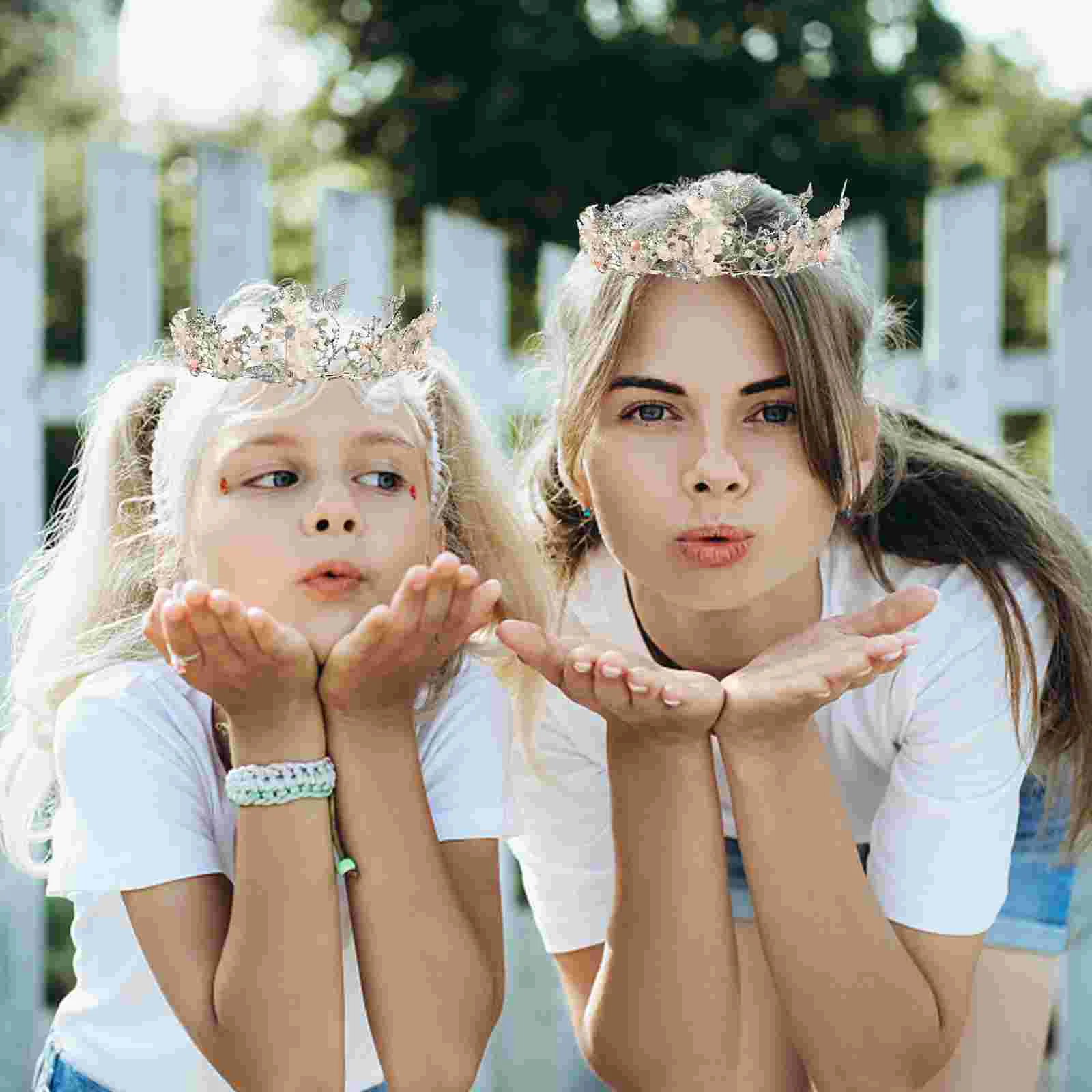 

Butterfly Flower Headband Wedding Crown Elegant Bridal Dresses for Bride Gold Hair Accessories Crystal Tiara