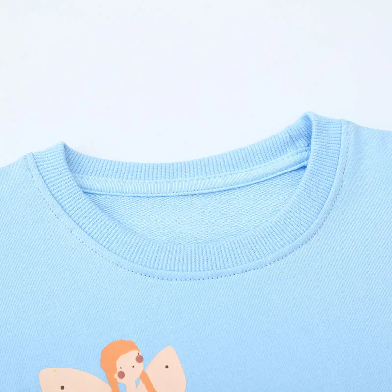 Blue New Spring and Autumn Tops Kids Clothes Girls Children's Clothing Hoodies Cartoon Fairy Sweatshirt Cotton