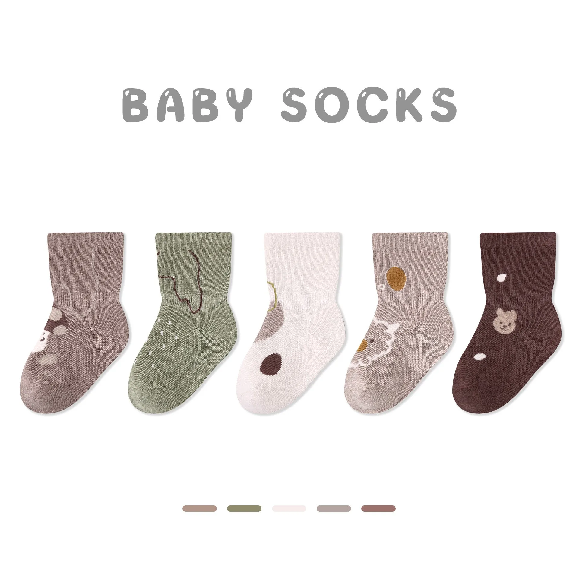 5 Pieces/lot Baby Socks 2024 Spring Autumn Cotton Kids Socks For Babies Girl Boy Lovely Newborn Floor Socks Fit 0-24Month