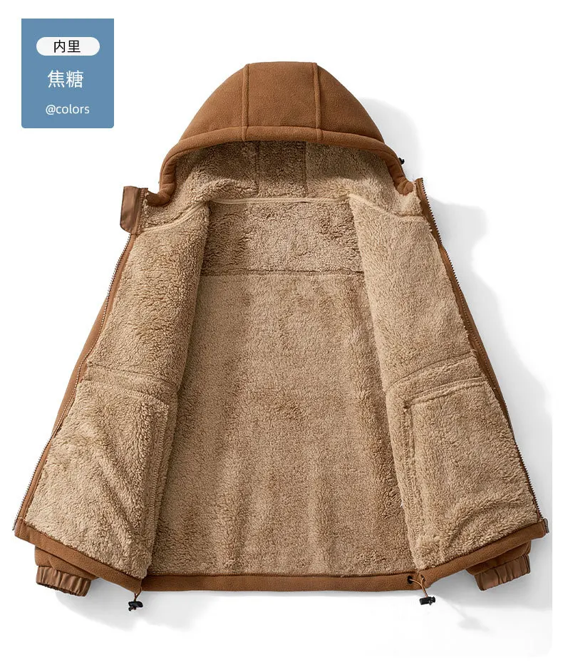 가마카츠 낚시 재킷 남성용 플리스 코트 가을 및 겨울 레저 후드 두꺼운 따뜻한 가디건 의류