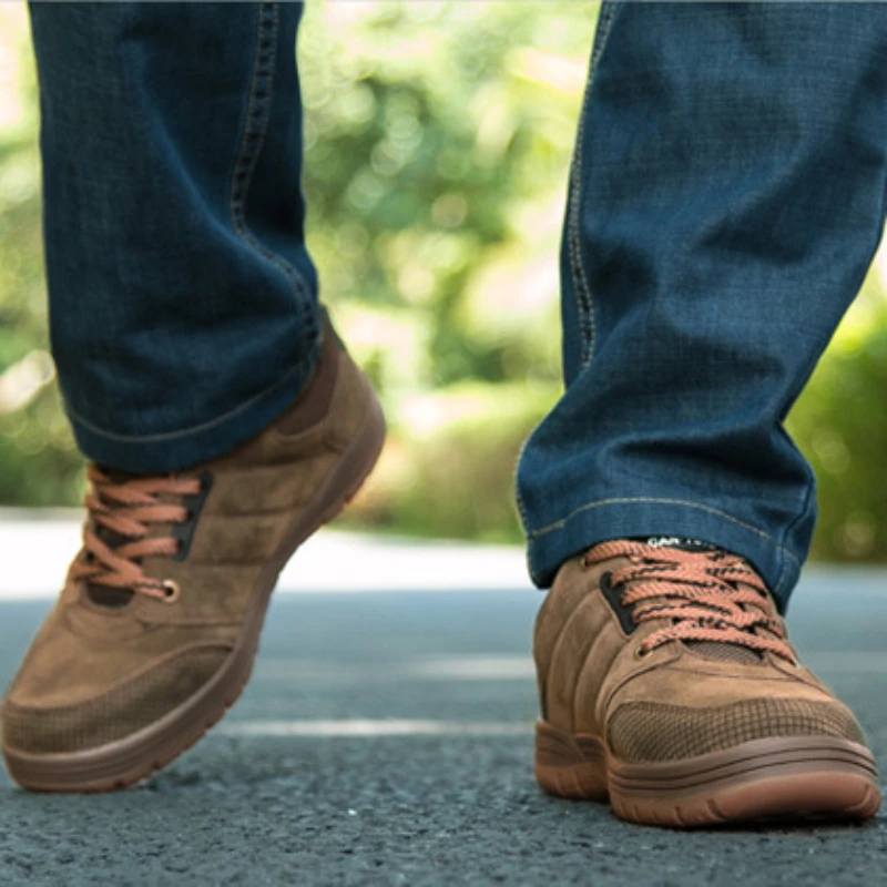 New Classic Style Men's Hiking Shoes Lace-up Men Genuine Leather Casual Shoes Wear-resistant Outdoor Jogging and Hiking Sneakers