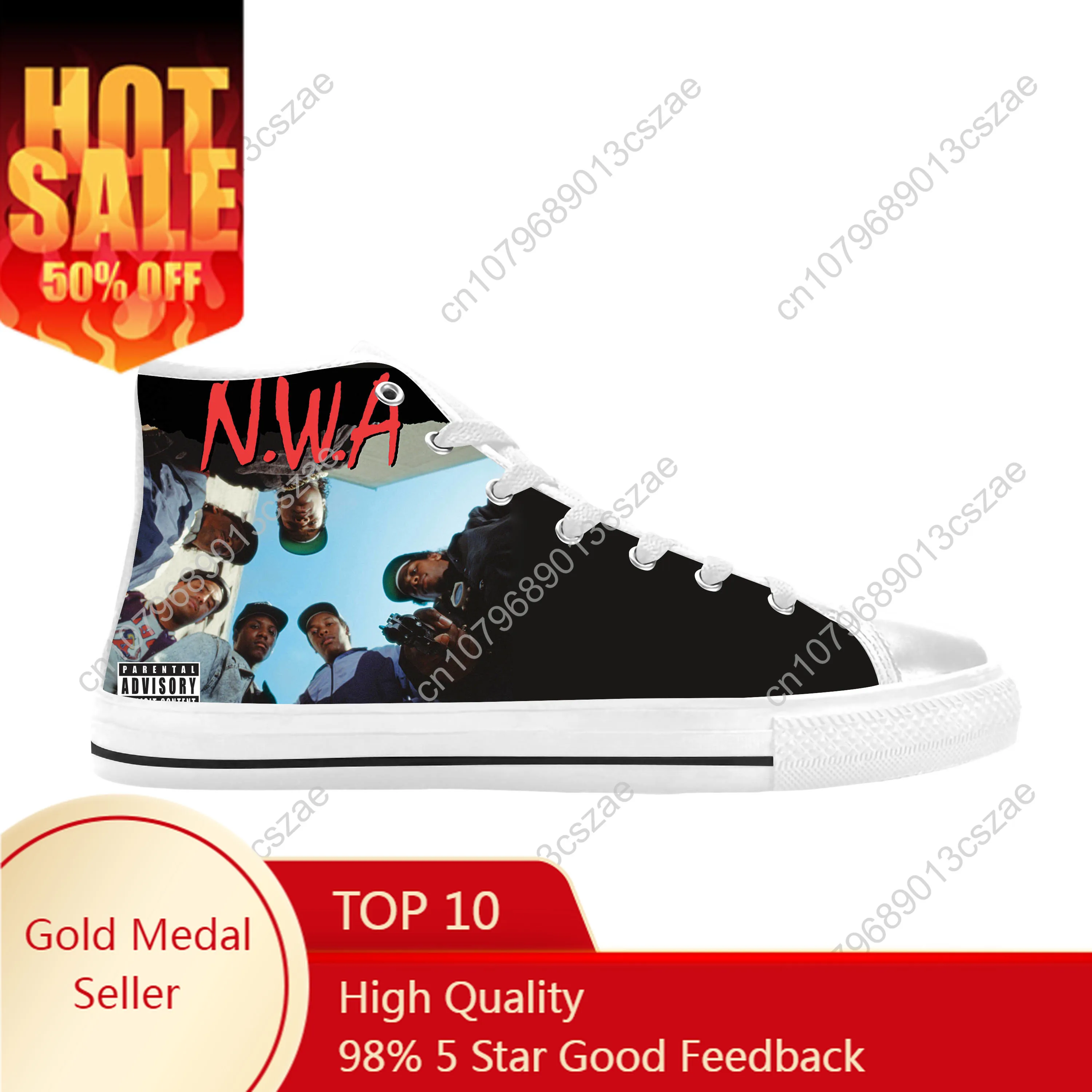 Hot Nwa Straight Outta Compton Hip Hop Rapper Rap Casual Cloth Shoes High Top Comfortable Breathable 3D Print Men Women Sneakers