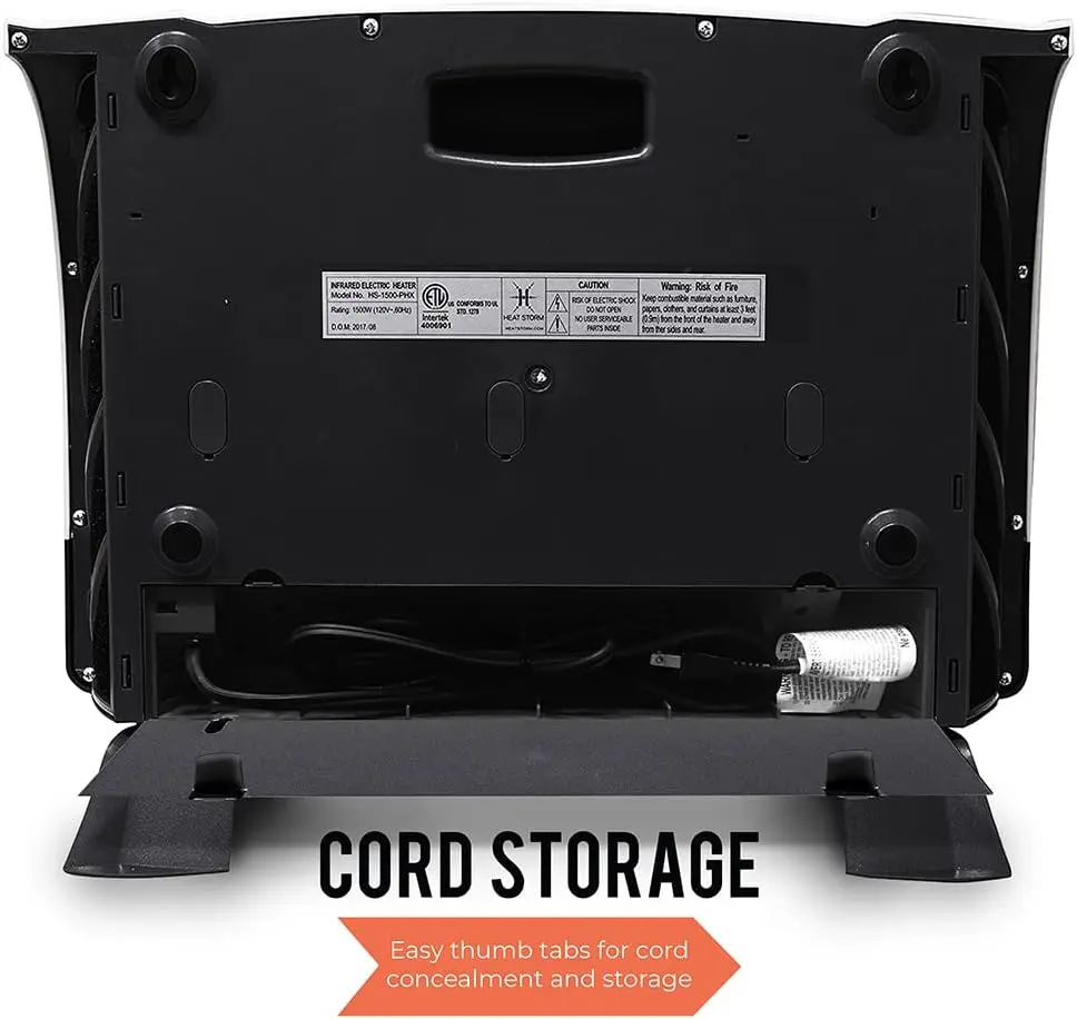 Phoenix Infrared Space Heater with Attachable Feet, Remote Control, Energy Efficient-750-1500 Watts, White Floor or Wall - HS