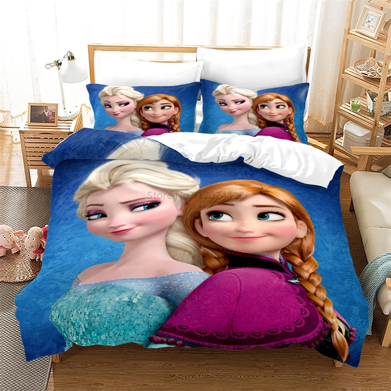 3d Disney Cartoon Duvet Cover Set Pillowcase Anna Elsa Frozen Bedding Set for Bed Linen Family Kids Quilt Cover Set Home Textile 