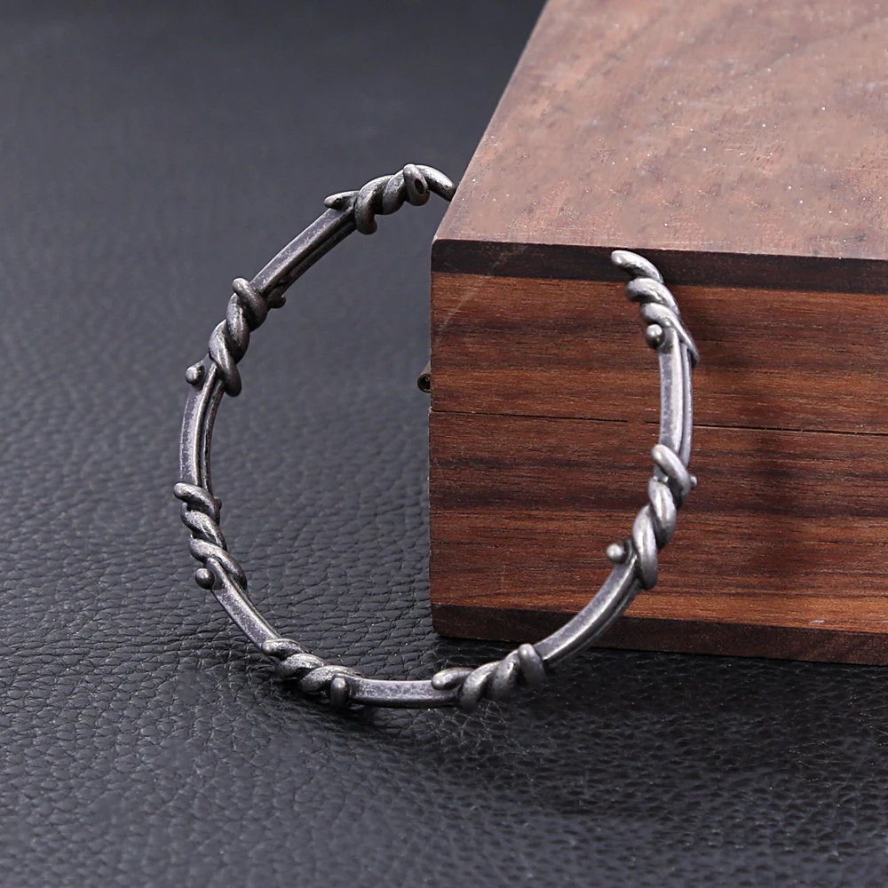 Fashion Retro Viking Twisted Thorn Bracelet Punk Simple Stainless Steel Open Bracelet Unique Creative Jewelry Gifts Wholesale 4