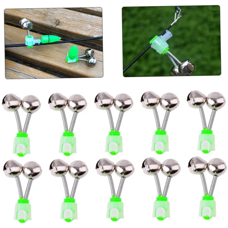 Double Bells Fishing Indicator Bait Alarm Loud Sound Alert Bell Clips Night Fishing Rod Bell Tackle 50-5PCS fishing tools,fishing accessories,fishing tool,fishing tackle,fishing bite alarm