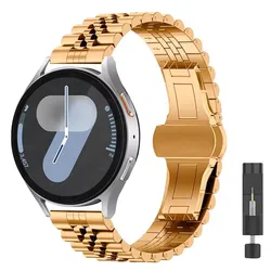 Curved Stainless Steel Metal Watch Bracelet, Available in 20mm and 22mm Sizes - 22mm (Rose gold)