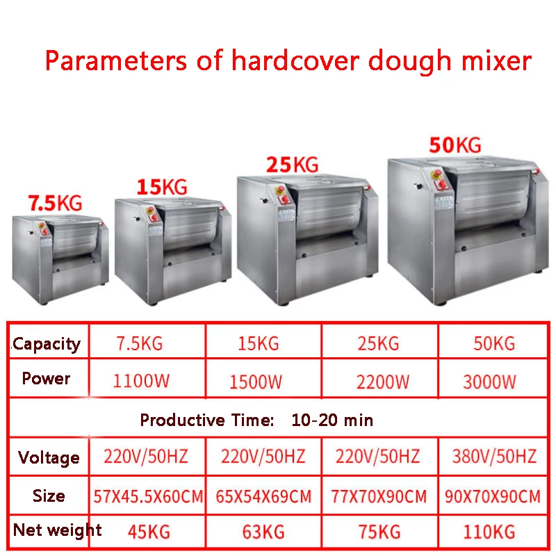 Commercial Dough Kneading Machine Electric Stainless Steel Pasta Stirring Food Making Bread  Flour Mixer