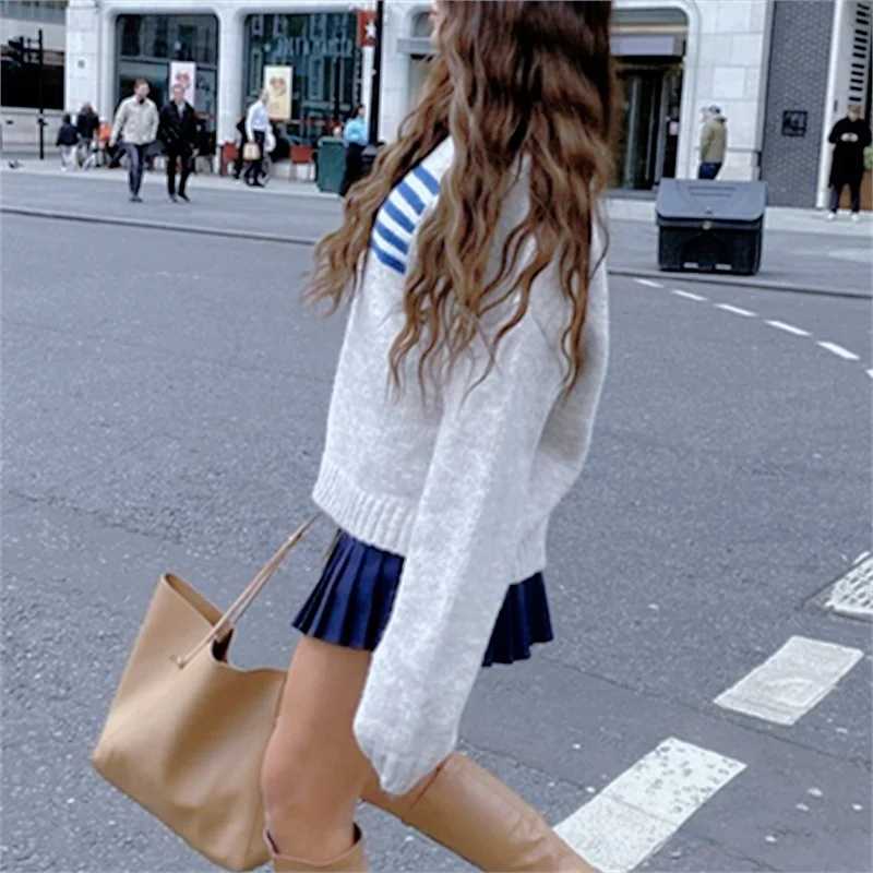 temperament commuter style pullover sweater for women's autumn and winter new loose all-match crew-neck knitwear
