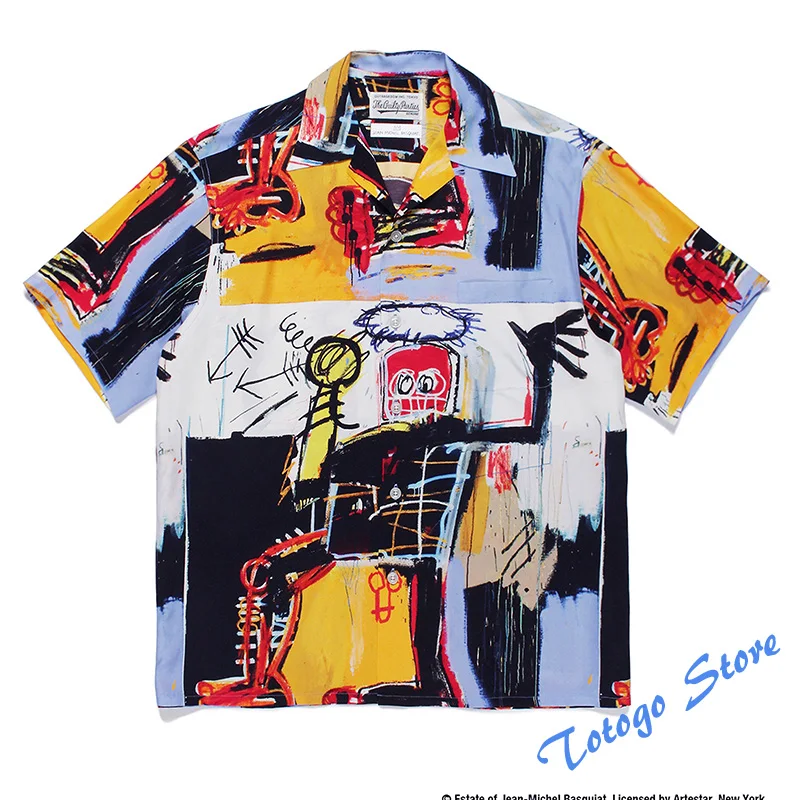 

Graffiti Hawaii Loose Casual Summer New Shirts Men Women Fashion High Quality WACKO MARIA Short Sleeve