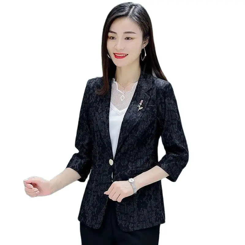 

Spliced Lace Small Suit Jacket Thin Section 2022 Spring And Summer Fashion Korean Version Slim Casual Temperament Suit Women5XL