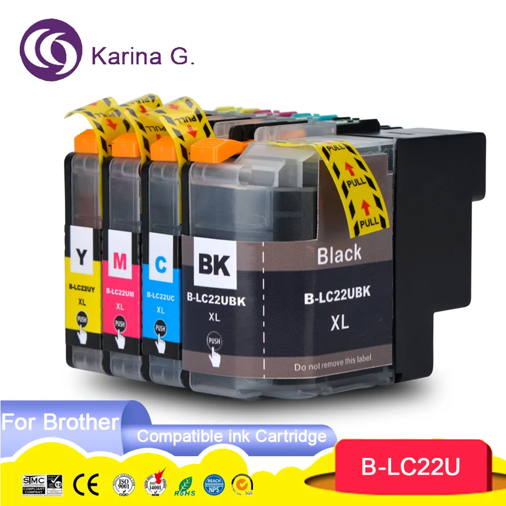 4PCS For LC22U LC 22U LC 22UXL ink cartridge For DCP-J785DW MFC-J985DW