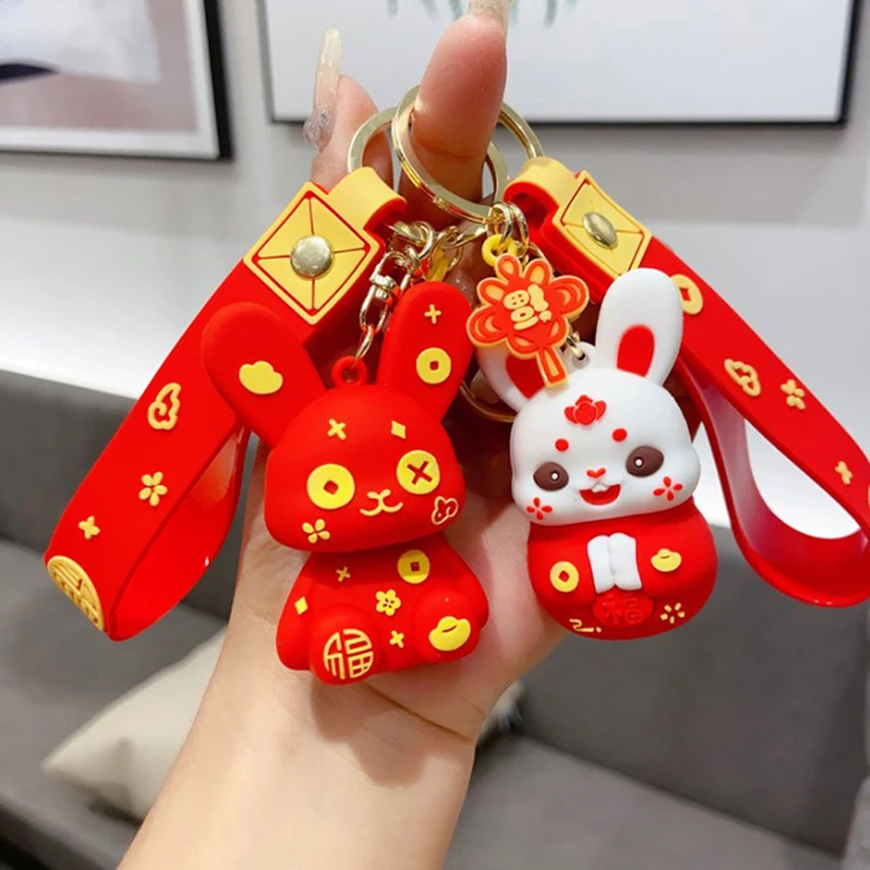 New Year Keychain 2023 Cute Rabbit Keychains Bunny Hanging Accessories
