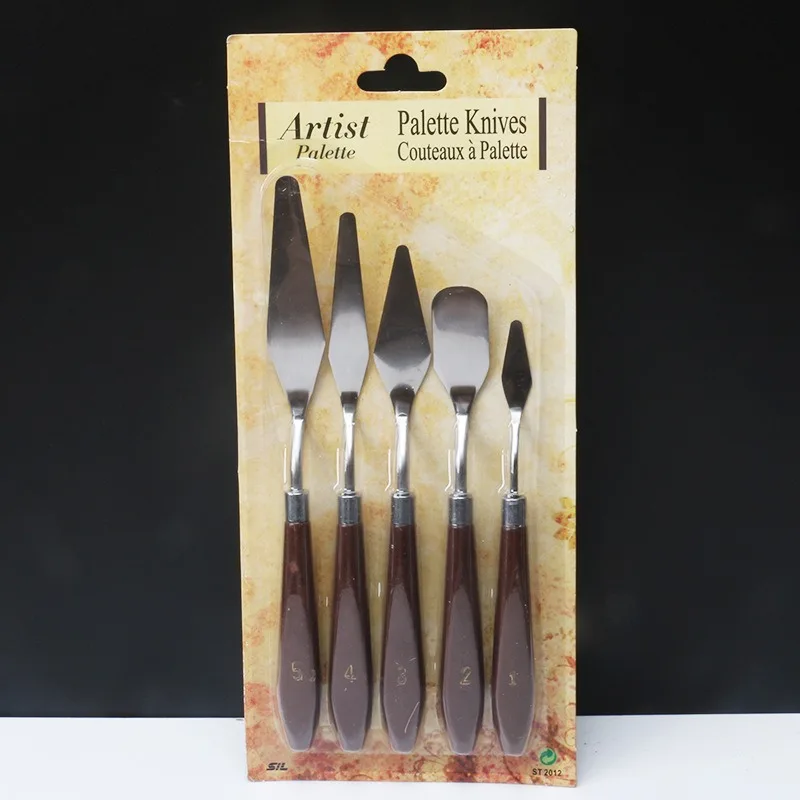 5Pcs Set Oil Painting Scraper Palette Knife Watercolors Fine Acrylic Gouache Paint Spatula Pick Color Mixing Tools Art Supplies