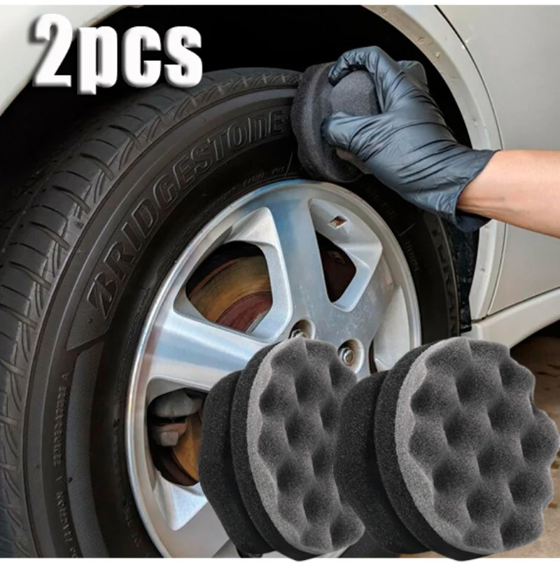 

2pcs Car Wheel Tire Waxing Sponge Wavy Polishing Brush with Handle Car Body Cleaning Tools Detailing Brush